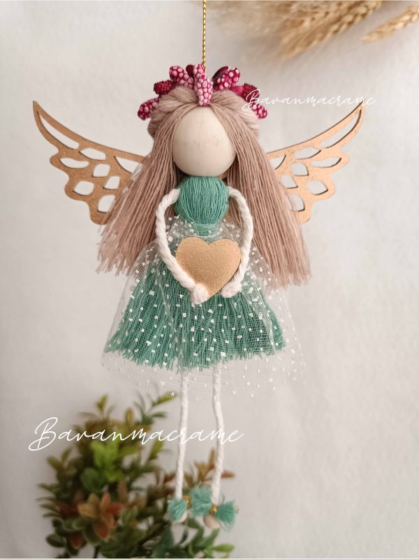 فرشته مکرومه سبز بالدار